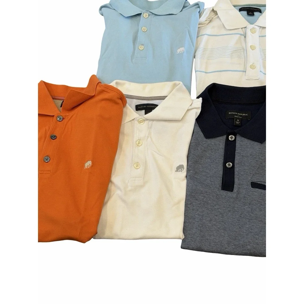 Banana Republic Mens Medium Pique Polo Golf Shirt HUGE  Lot Elephant Logo Preppy